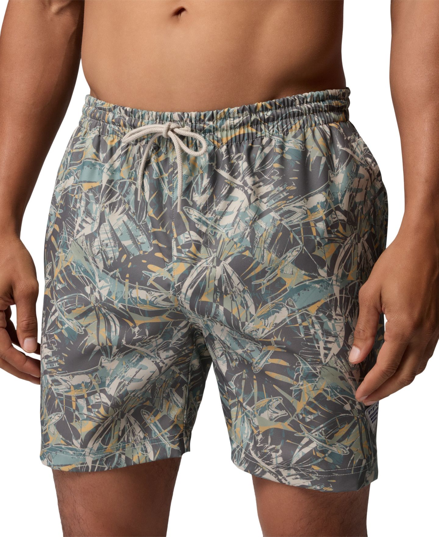 Мужские шорты Columbia PFG Rambler Print Water Shorts, 6" inseam, цвет: Тёмно-синий — фото 10
