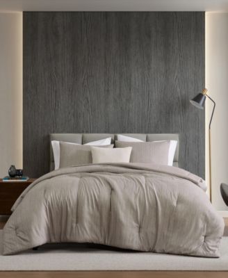 Linen Texture Microfiber 3-Piece Comforter Set, Full/Queen