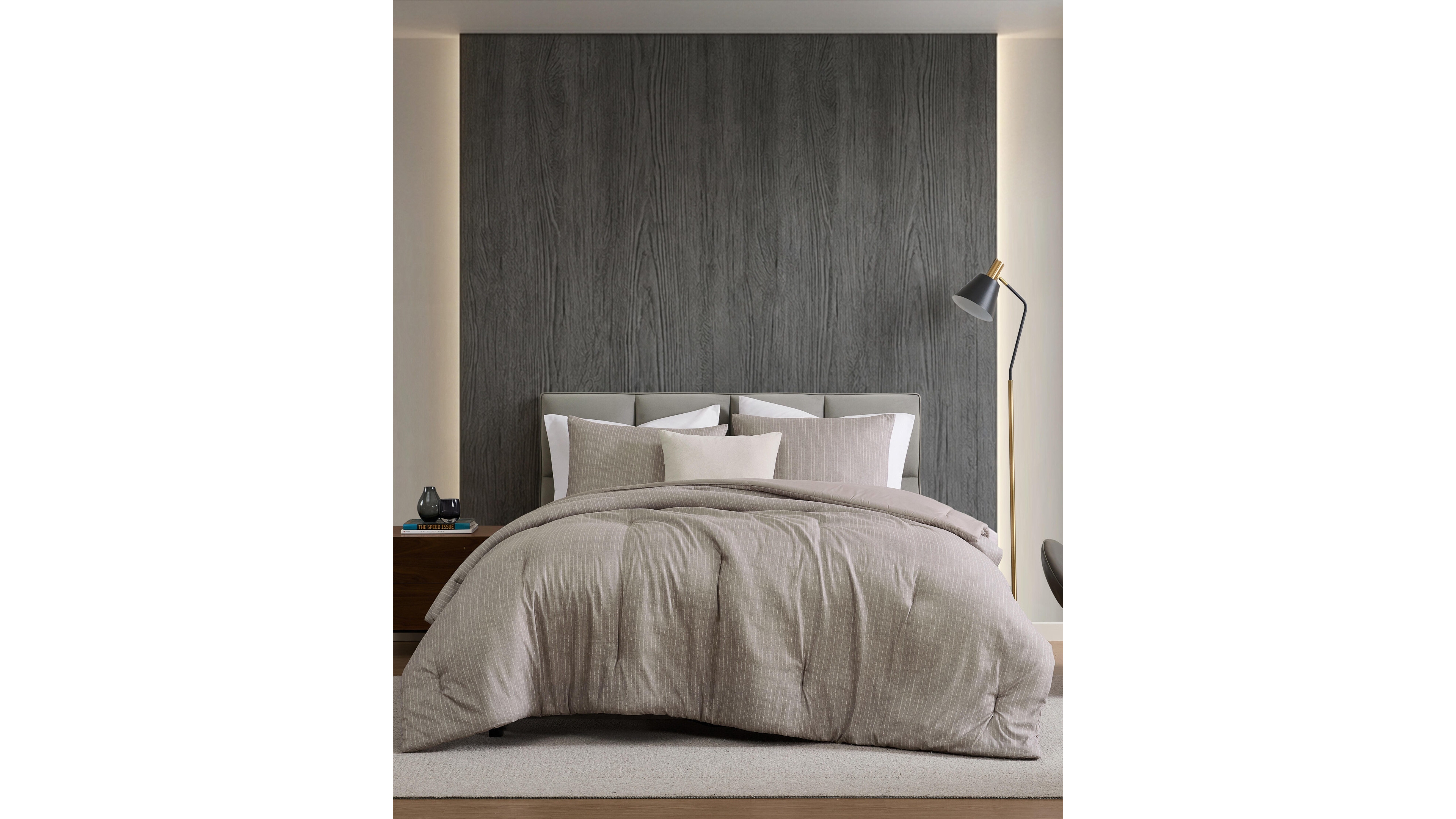 Kenneth Cole New York Linen Texture Microfiber 3-Piece Comforter Set, Full/Queen