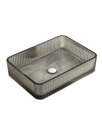 18 Inch Transparent Rectangular Crystal Glass Bathroom Sink No Faucet Included