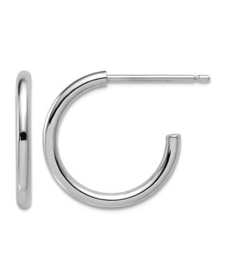 Curata Jewelry Solid 950 Platinum 2mm C Hoop Post Earrings - 18mm 25mm 35mm