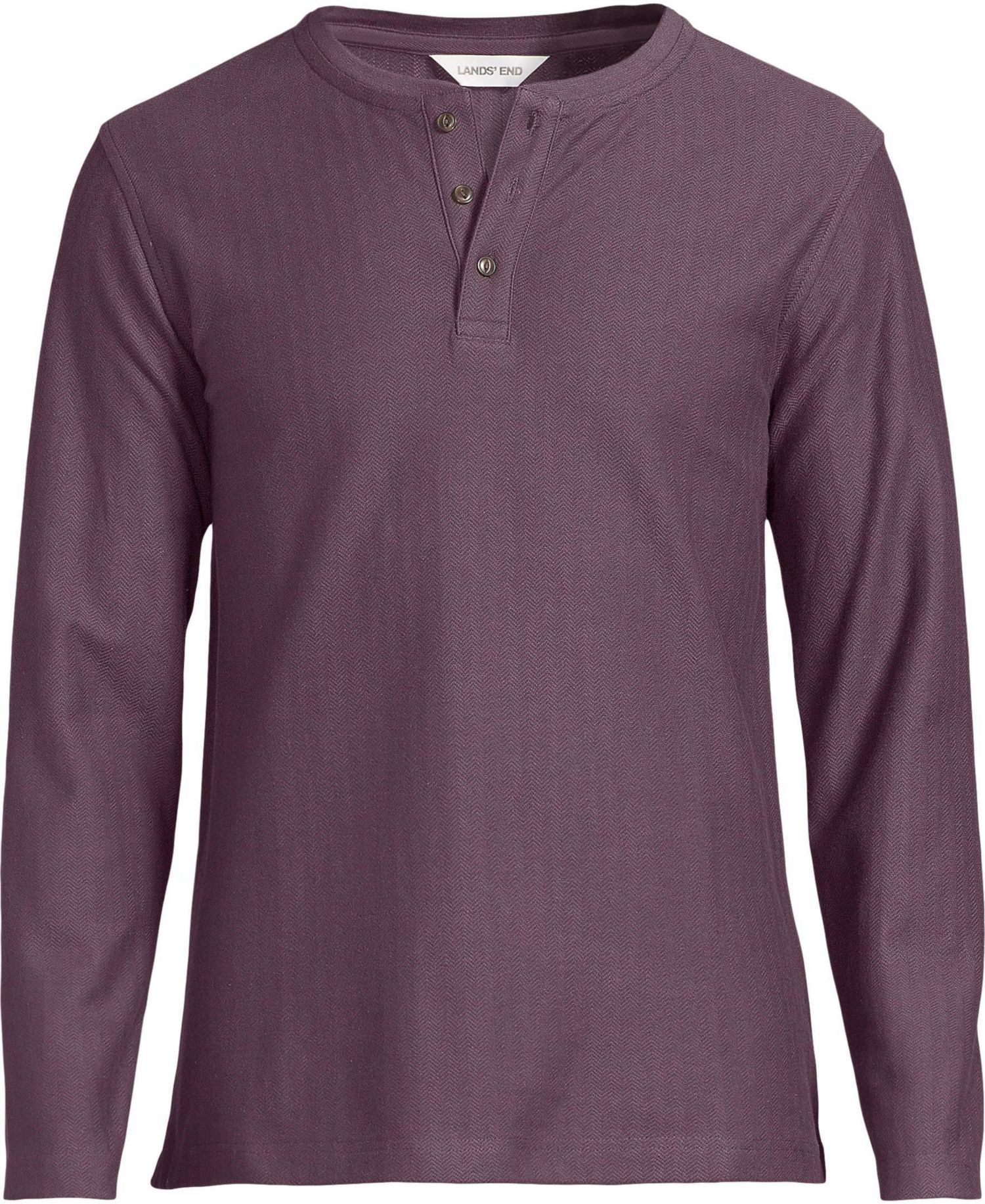 Men's Textured Herringbone Long-Sleeve Henley