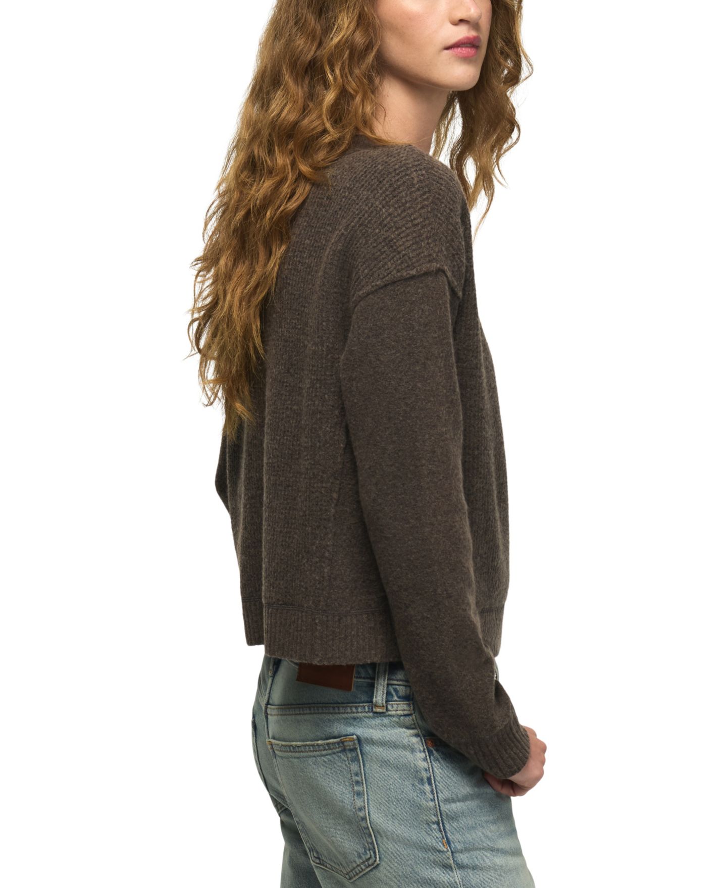 Женский свитер Lucky Brand Waffle V-Neck, цвет: Hot Fudge Htr — фото 3