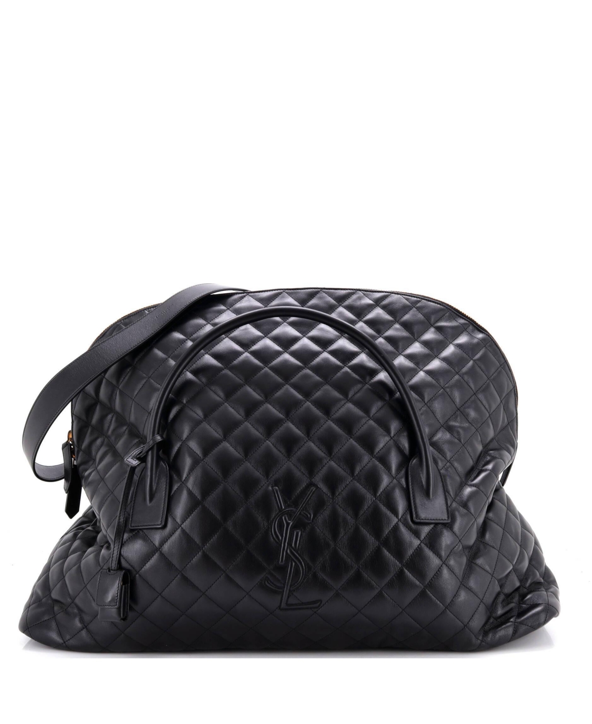 Pre-Owned Saint Laurent Es Giant Travel Bag Quilted Leather - Black