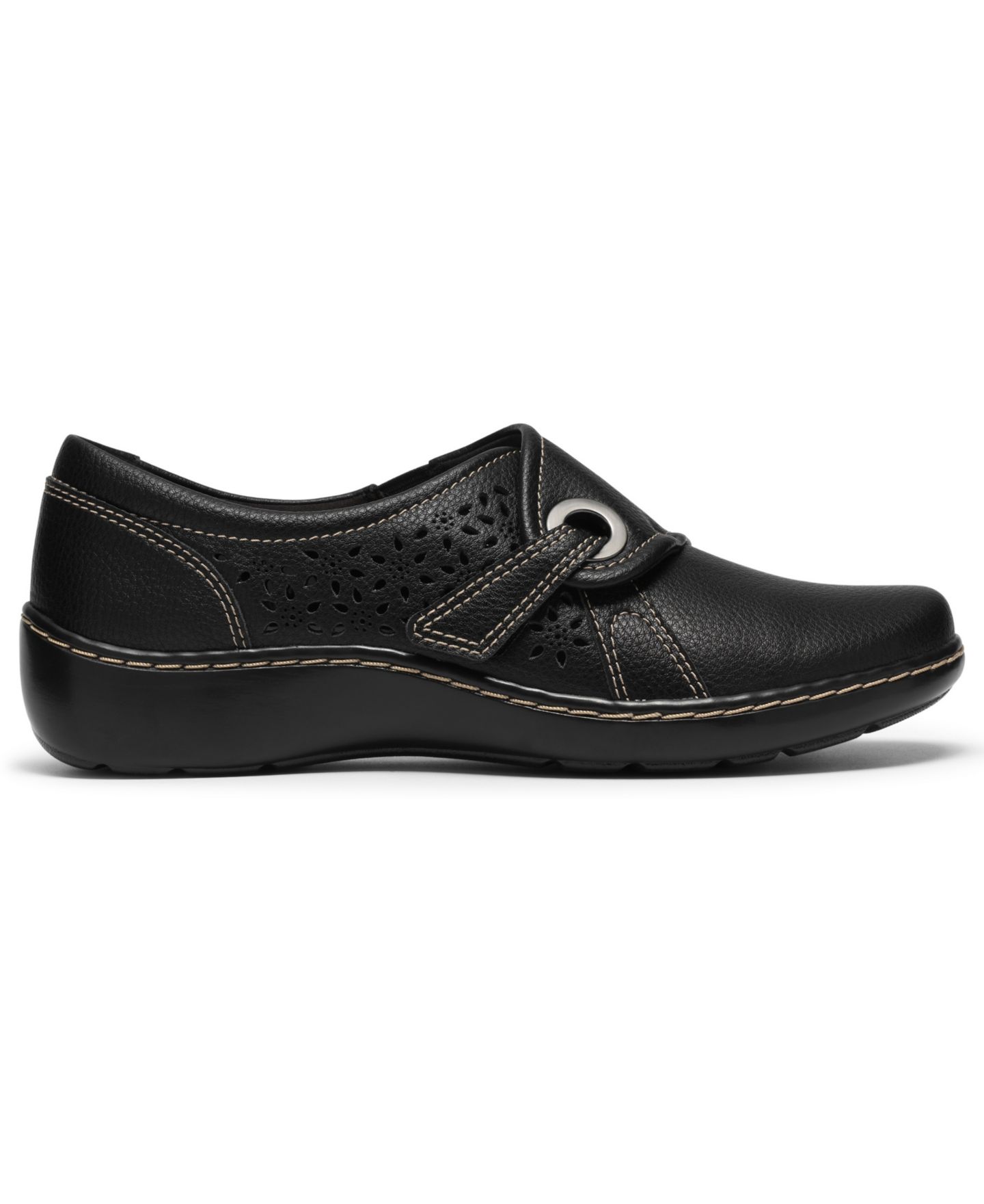 Женские балетки Clarks Cora Teagan Perforated Leather Mary Jane Flats, цвет: Чёрный кожаный — фото 2