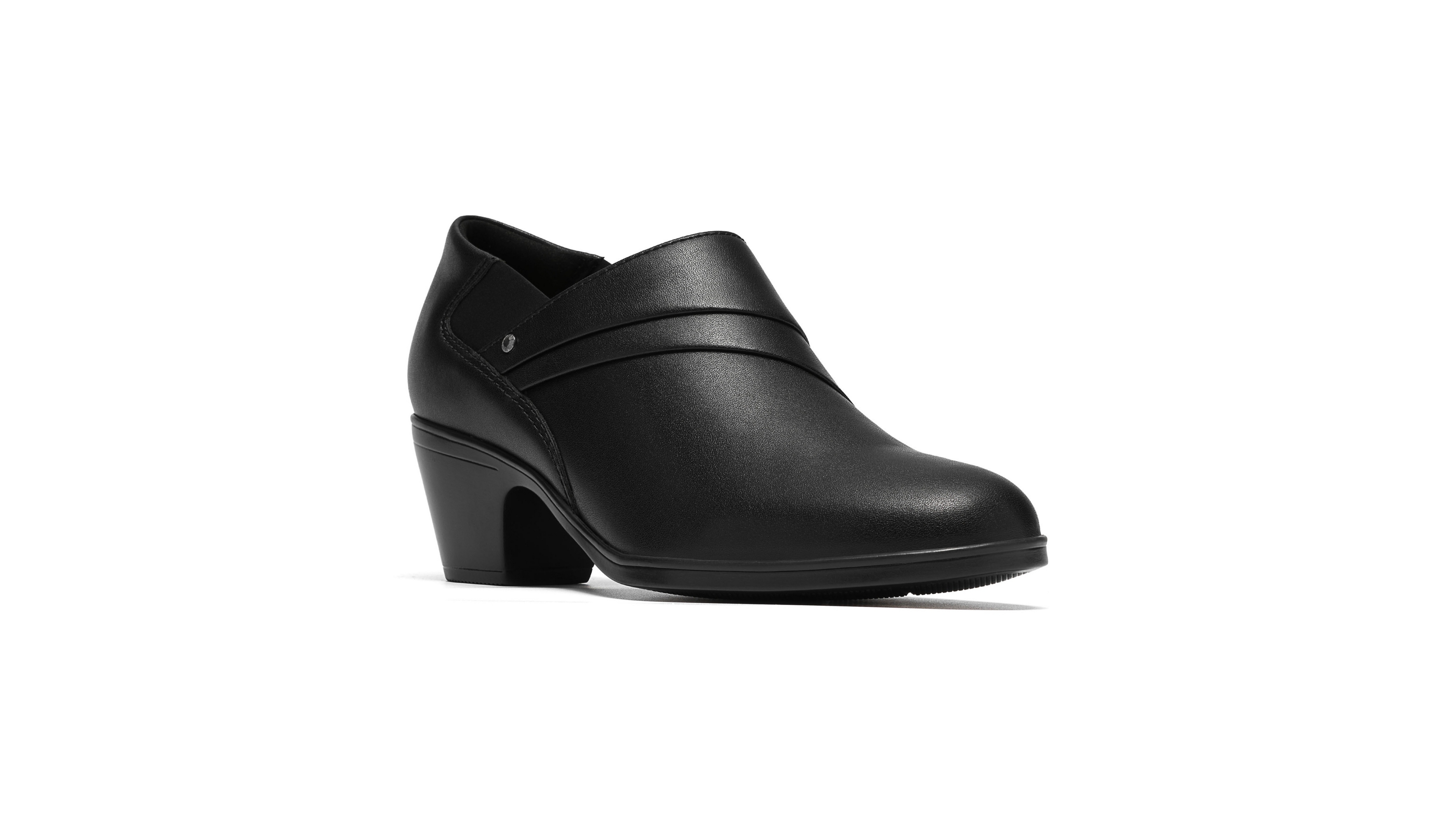 Clarks Women's Emily2 London Block Heel Round Toe Leather Shooties
