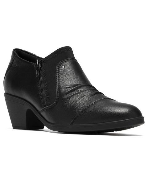 Женские туфли Clarks Emily2 Vine Round Toe Block Heel Ruched Shooties, цвет: Чёрный кожаный