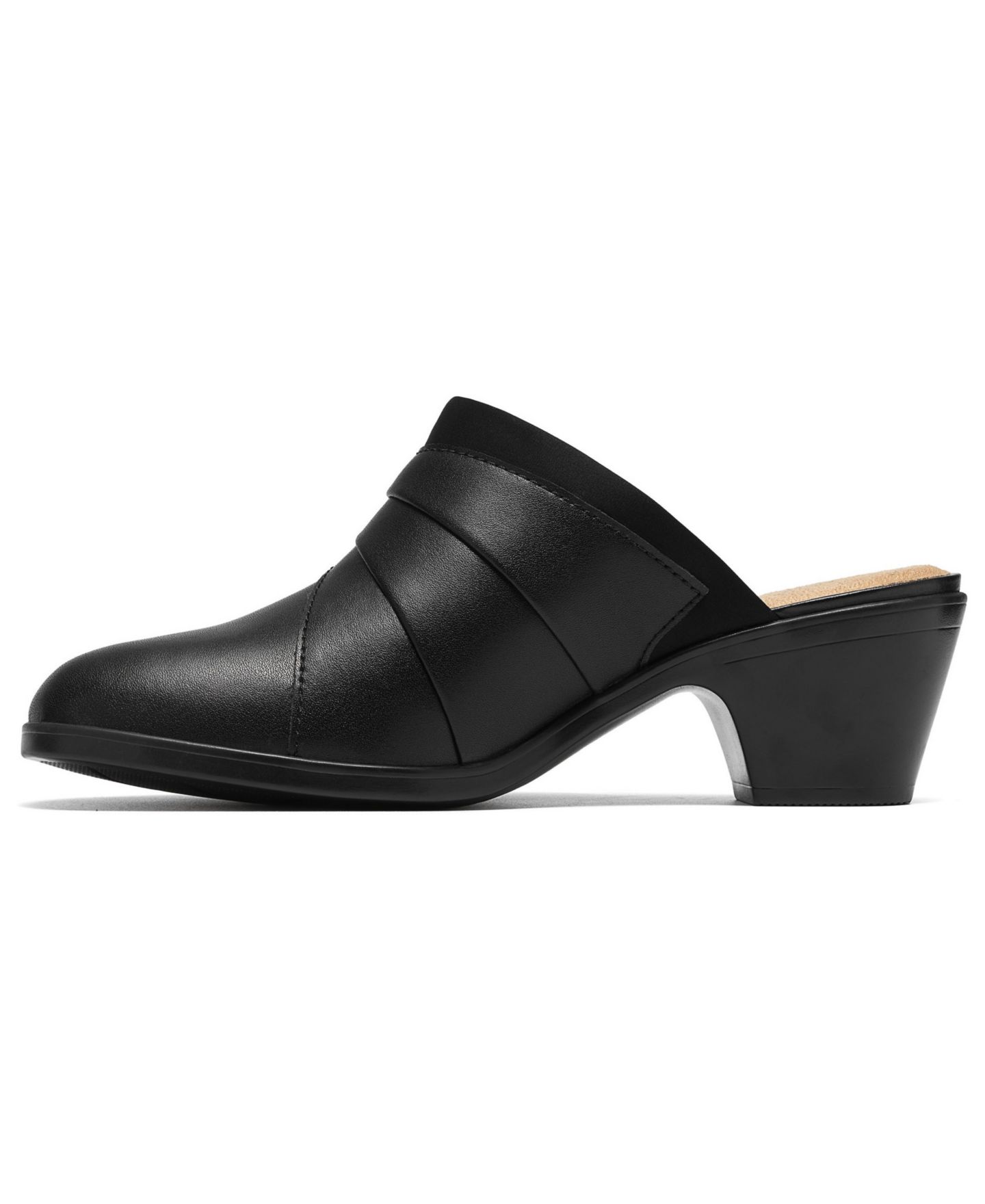 Женские сабо Clarks Emily2 Eliza Block Heel Leather Mules, цвет: Чёрный кожаный — фото 6