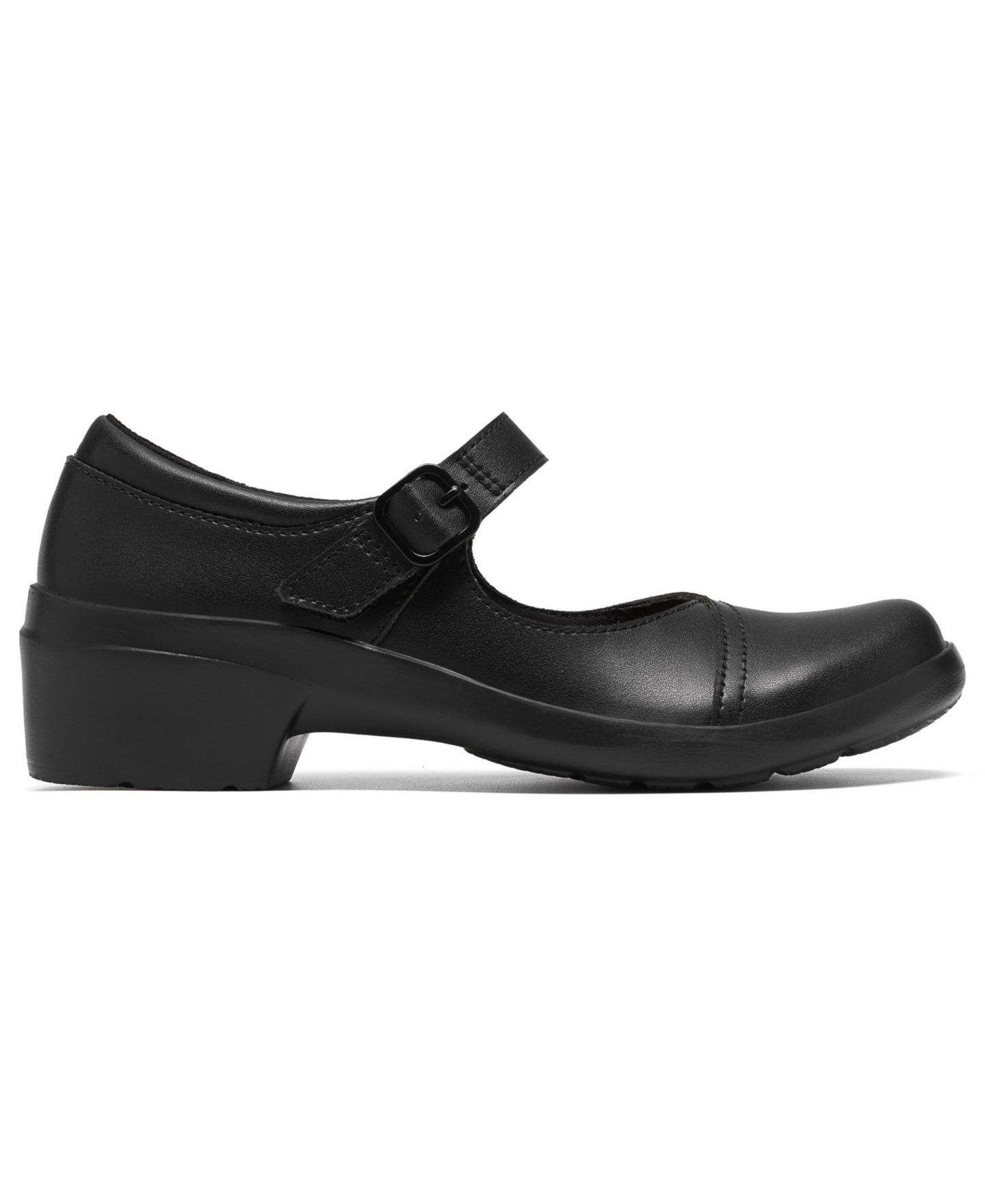 Женские балетки Clarks Angie Jane Mary Jane Arch-Support Round Toe Flats, цвет: Чёрный кожаный — фото 2