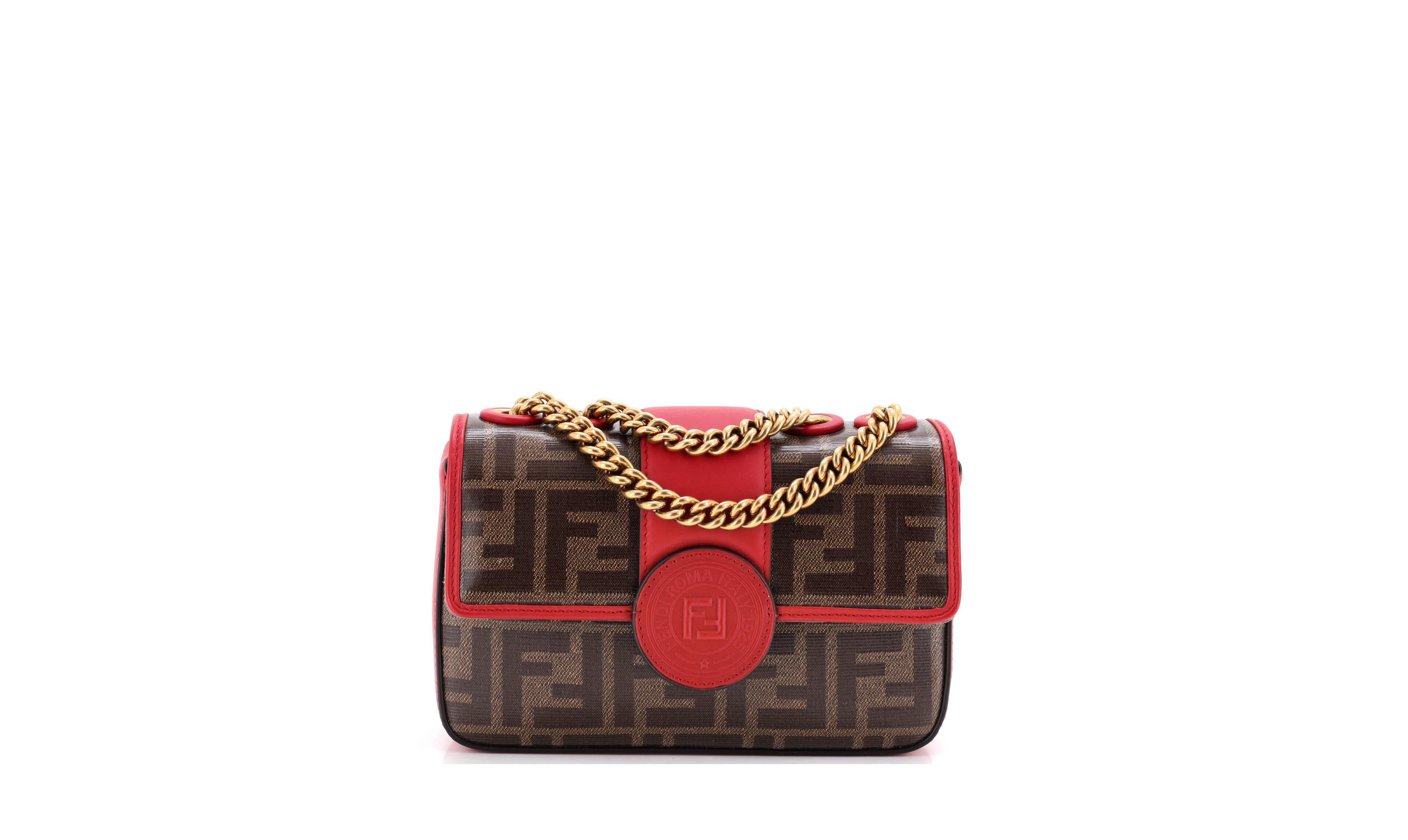 Pre-Owned Fendi Mini Ff Logo Stamp Flap Bag Zucca Coated Canvas with Leather