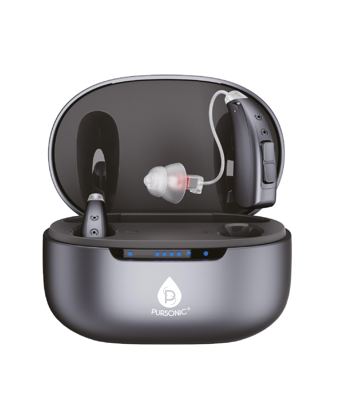 Pursonic Bluetooth Otc Hearing Aids for Adults - Rechargeable Self-Fitting Hearing Devices with App Control - Silver