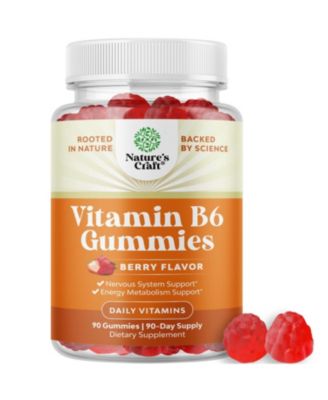 Vitamin B6 Gummies 50mg, Berry Flavor, Pyridoxine, 90 Count