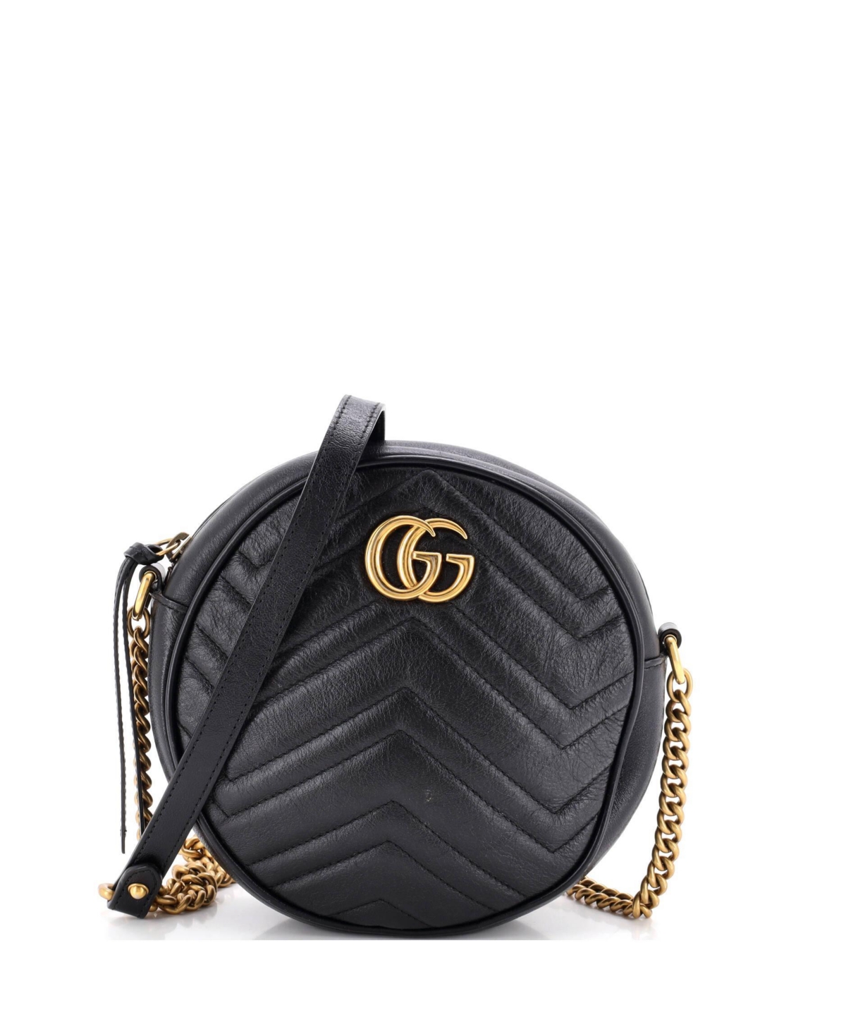Pre-Owned Gucci Mini Gg Marmont Matelasse Leather Shoulder Bag - Black