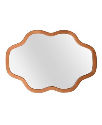 24 x 36 Inch Cloud Shape Solid Wood Frame Decorative Mirror Irregular Rustic Farmhouse for Bathroom Entryway Living Room
