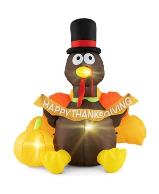 5 FT Inflatable Turkey Thanksgiving Decoration with Pumpkin Blow up  LED Lights