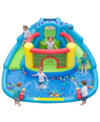 Inflatable Water Slide Park with Double Slides Jumping Area Splash Pool Blower