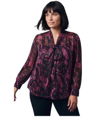 Women's Lorissa Lurex Stripe Necktie Blouse