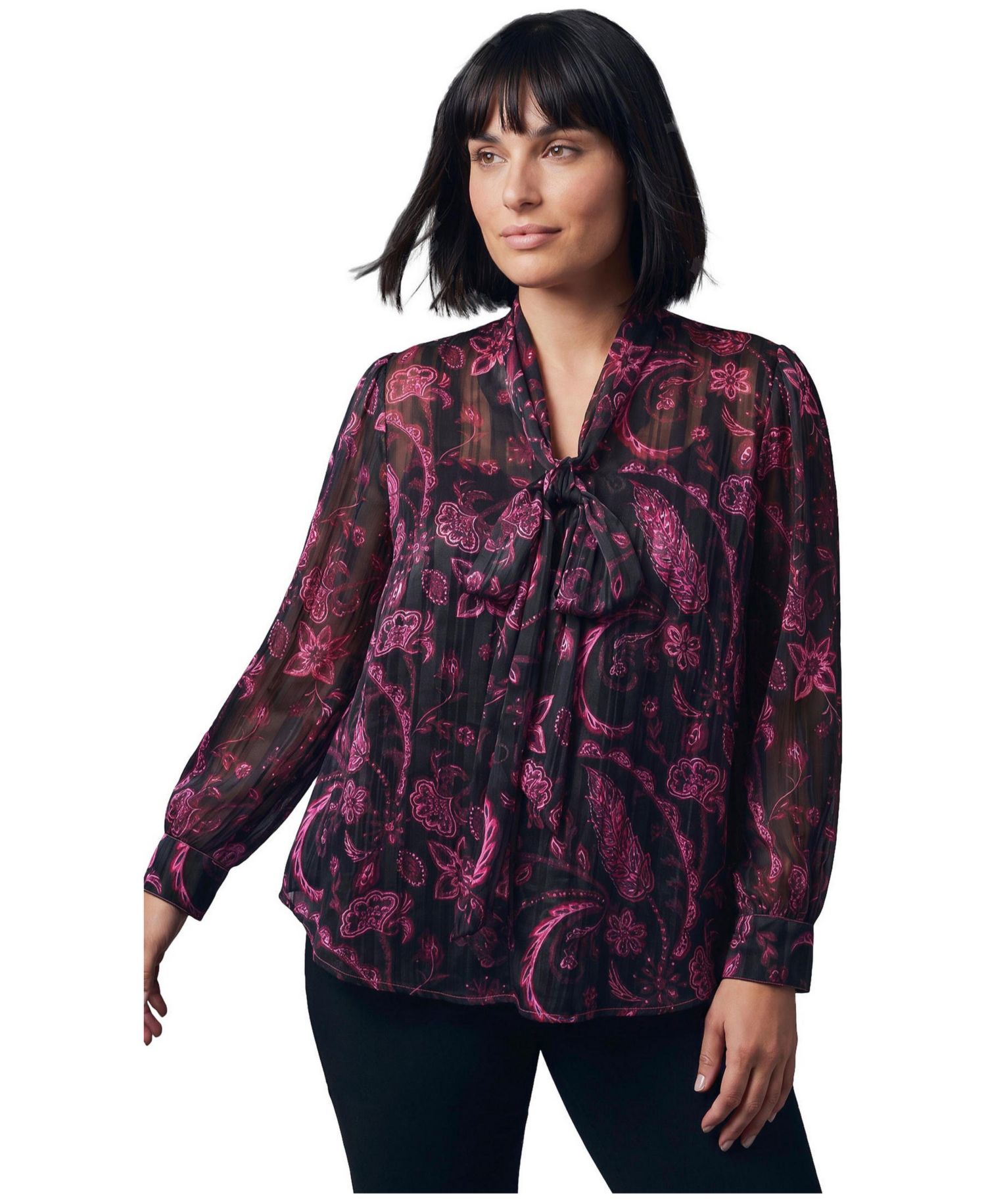 Women's Lorissa Lurex Stripe Necktie Blouse