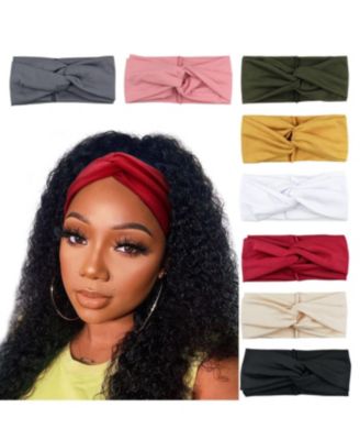 Women's Knotted Criss-Cross Elastic Headbands, 8-Piece Set