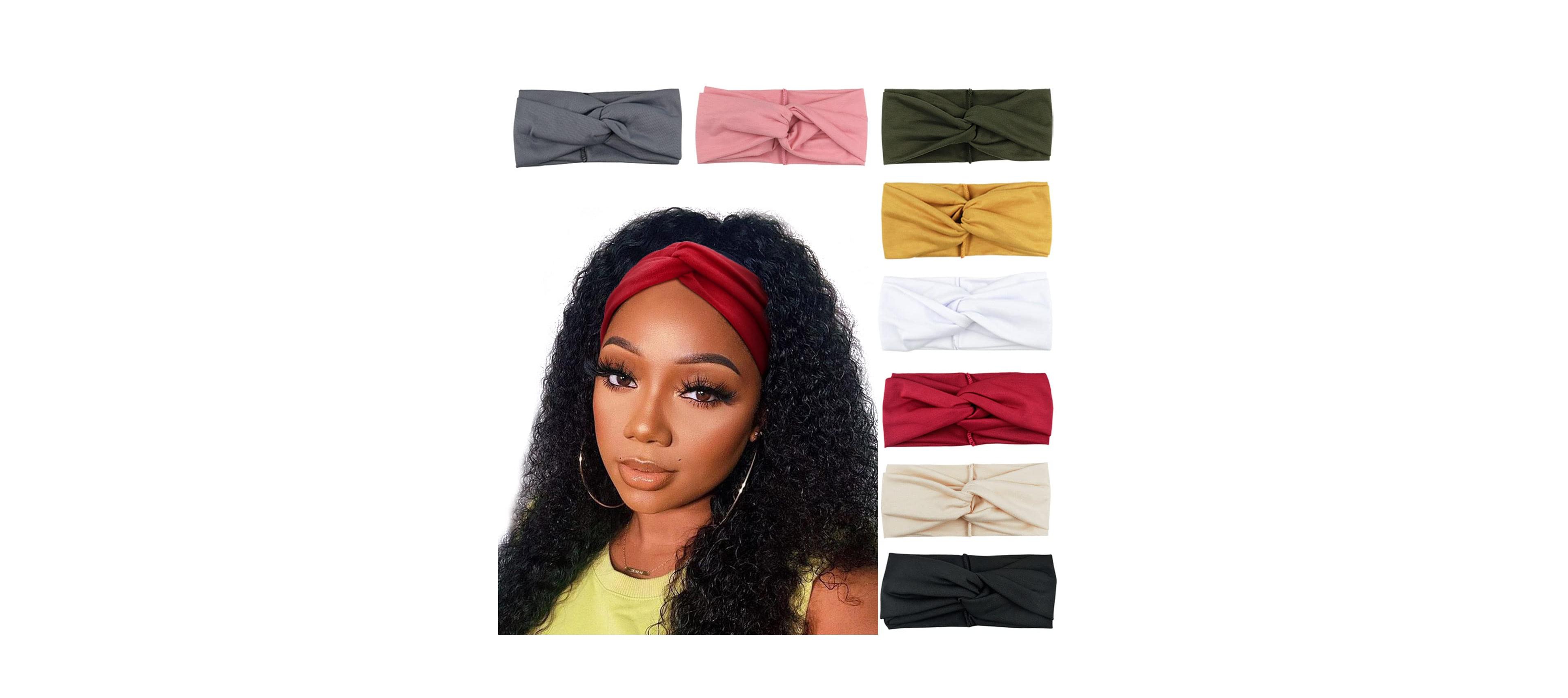 Sportneer Women's Knotted Criss-Cross Elastic Headbands, 8-Piece Set