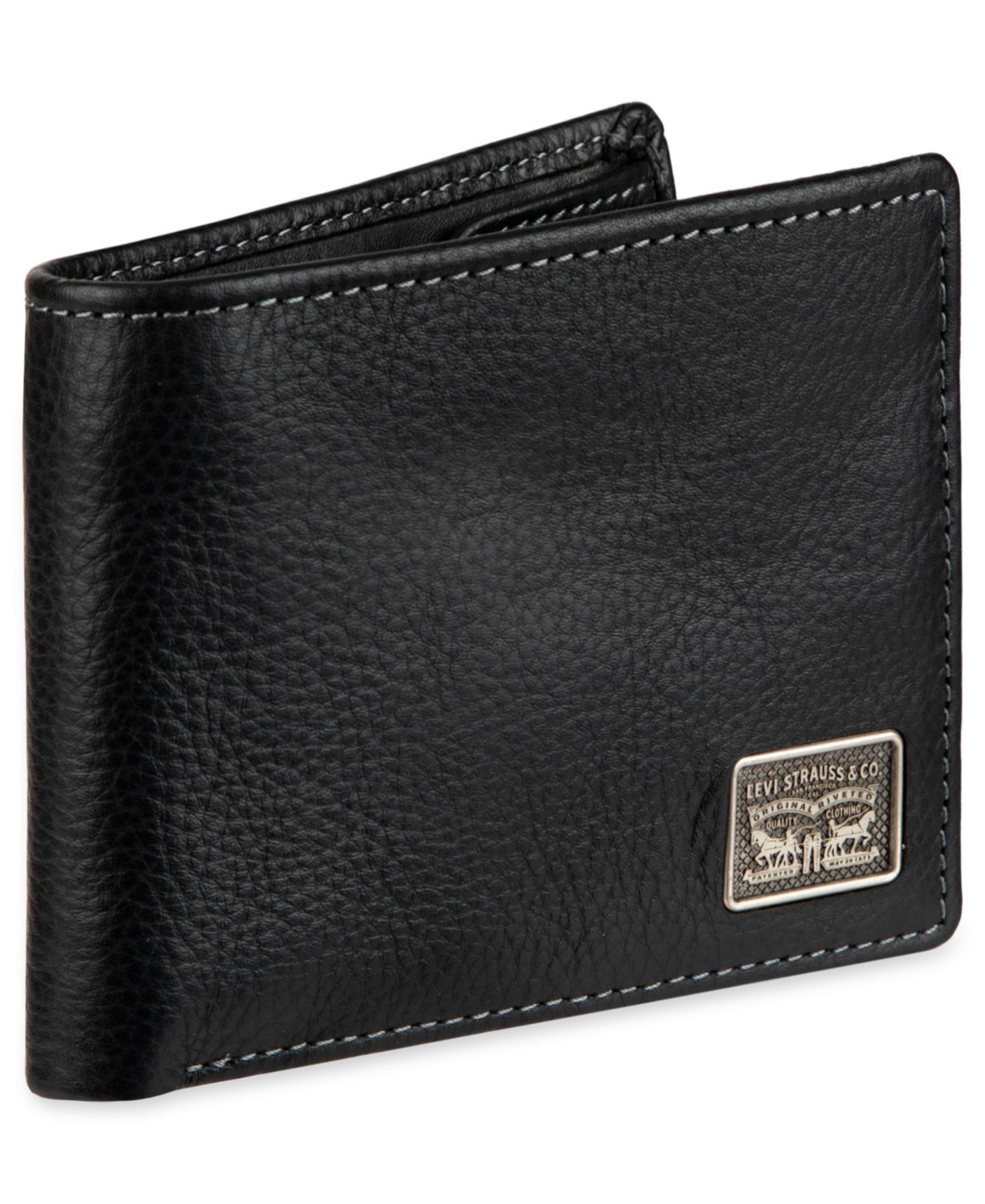 Мужской кошелёк Levi's RFID-Blocking Leather Bifold Wallet, цвет: Чёрный — фото 4