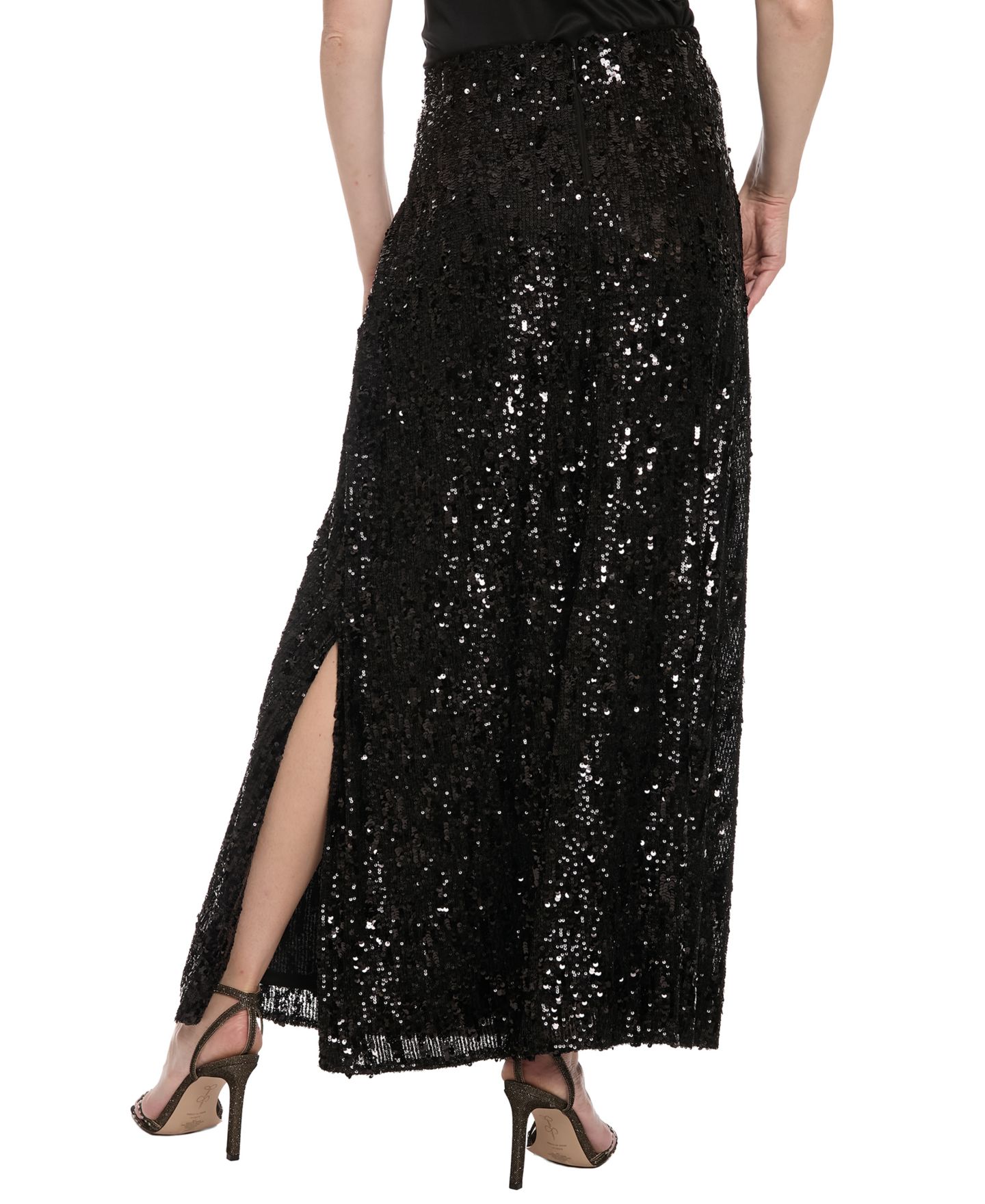 Женская юбка Muse Sequin Maxi Side-Slit, цвет: Чёрный — фото 4