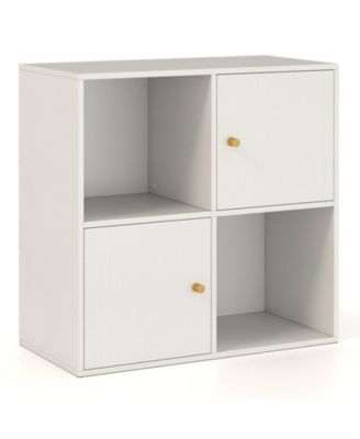 4-Cube 3-Tier Bookcase with 2 Cabinets and Dual Anti-Tipping Kits