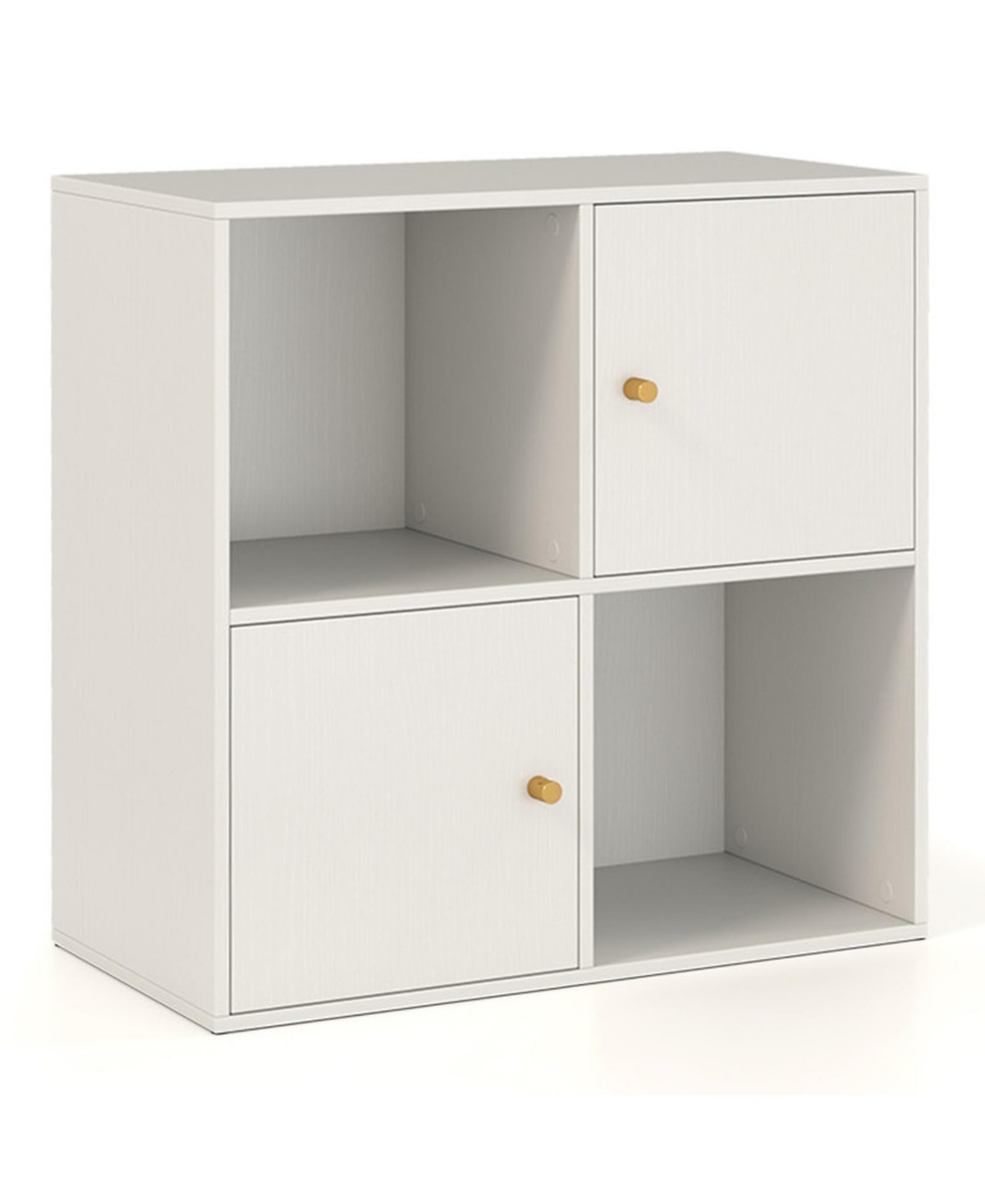 Gouun 4-Cube 3-Tier Bookcase with 2 Cabinets and Dual Anti-Tipping Kits