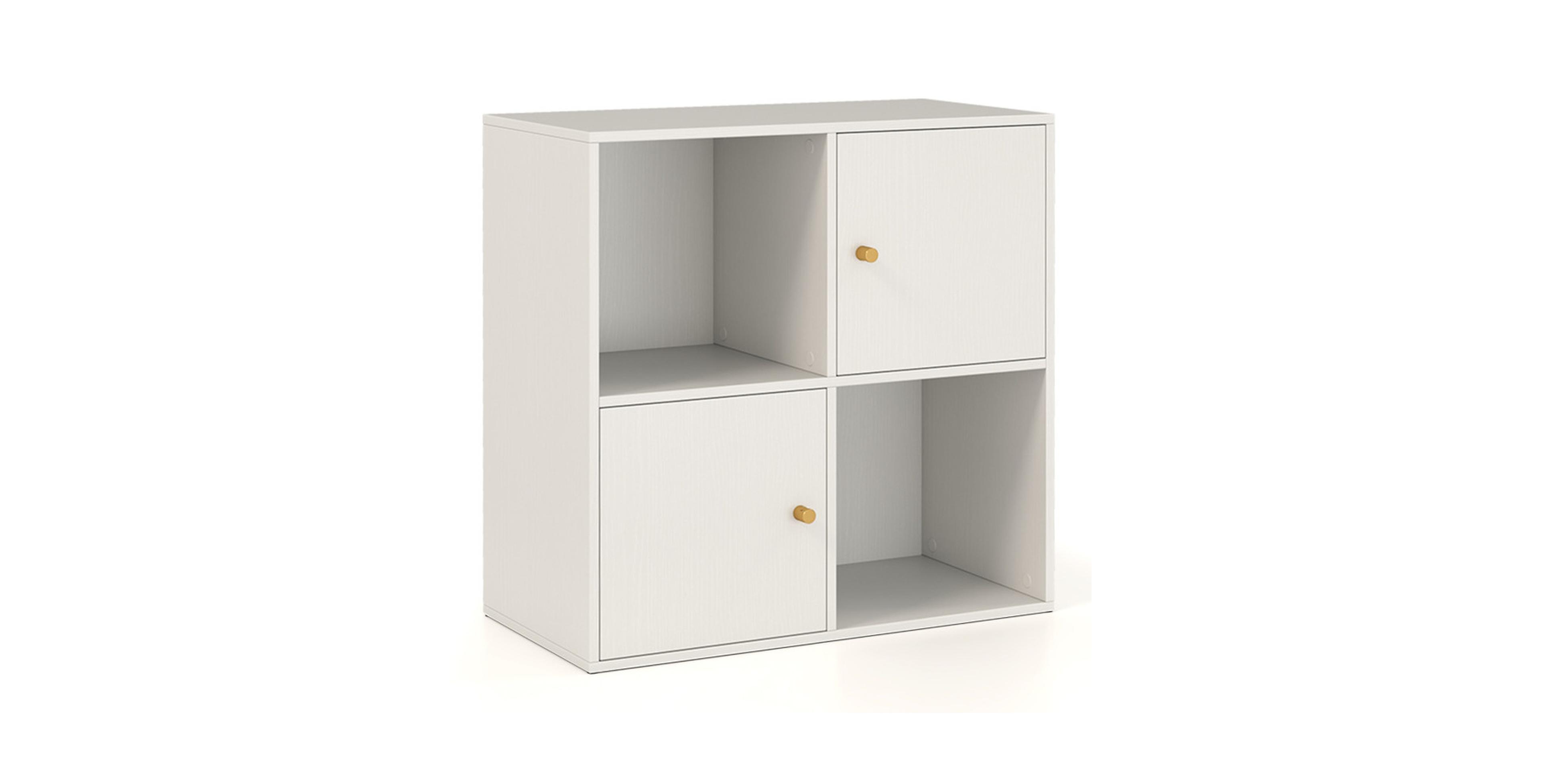 Gouun 4-Cube 3-Tier Bookcase with 2 Cabinets and Dual Anti-Tipping Kits