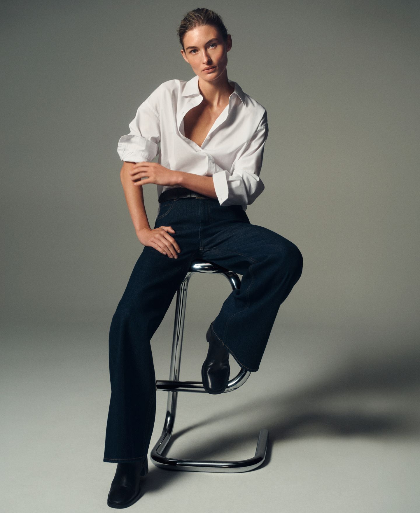 Женские джинсы Calvin Klein High-Rise Wide-Leg Flare, цвет: Варёный — фото 3