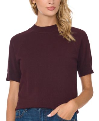 Women's Mock Neck Raglan Short-Sleeve Sweater