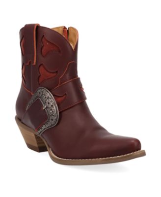 Women's Saddle Up Leather Western Buckle-Strap Bootie