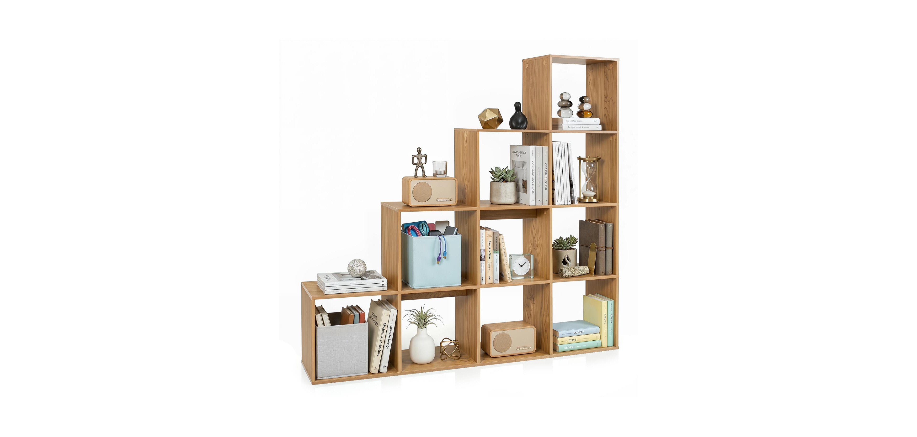 Mecale 4-Tier Bookshelf with 2 Anti-Tipping Kits for Home Office