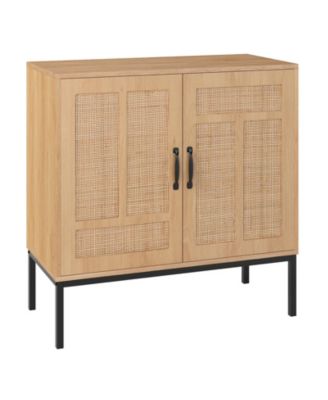 Boho Storage Cabinet with Asymmetrical Pattern Doors for Kitchen
