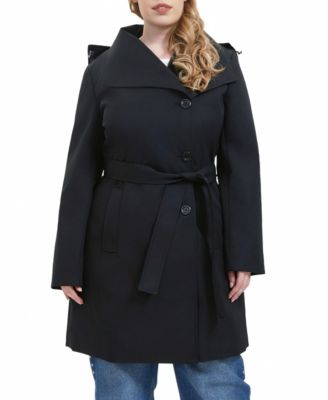 Plus Size Anya Hooded Water-Resistant Trench Coat