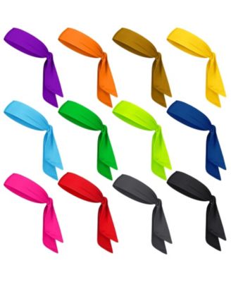 12 Pack Tie Headbands Bulk Men Sports Tennis Workout Adjustable Sweatbands