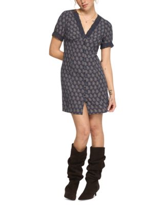Women's Lace-Trimmed Short-Sleeve Mini Dress