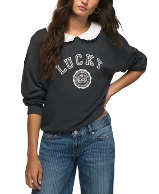 Women's Peter Pan Collar Graphic Crew Sweatshirt