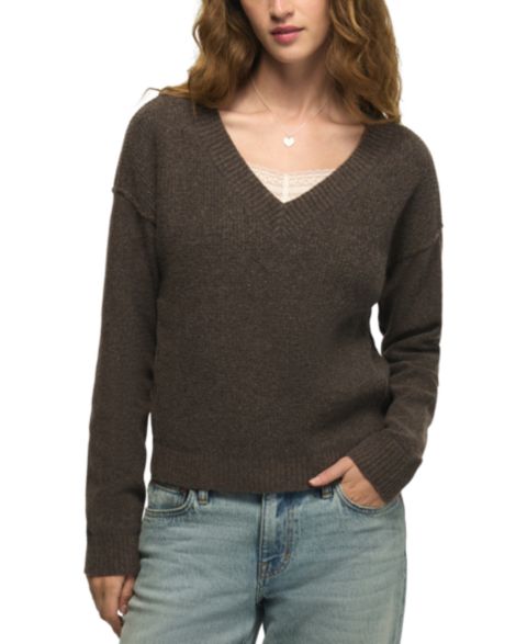 Женский свитер Lucky Brand Waffle V-Neck, цвет: Hot Fudge Htr