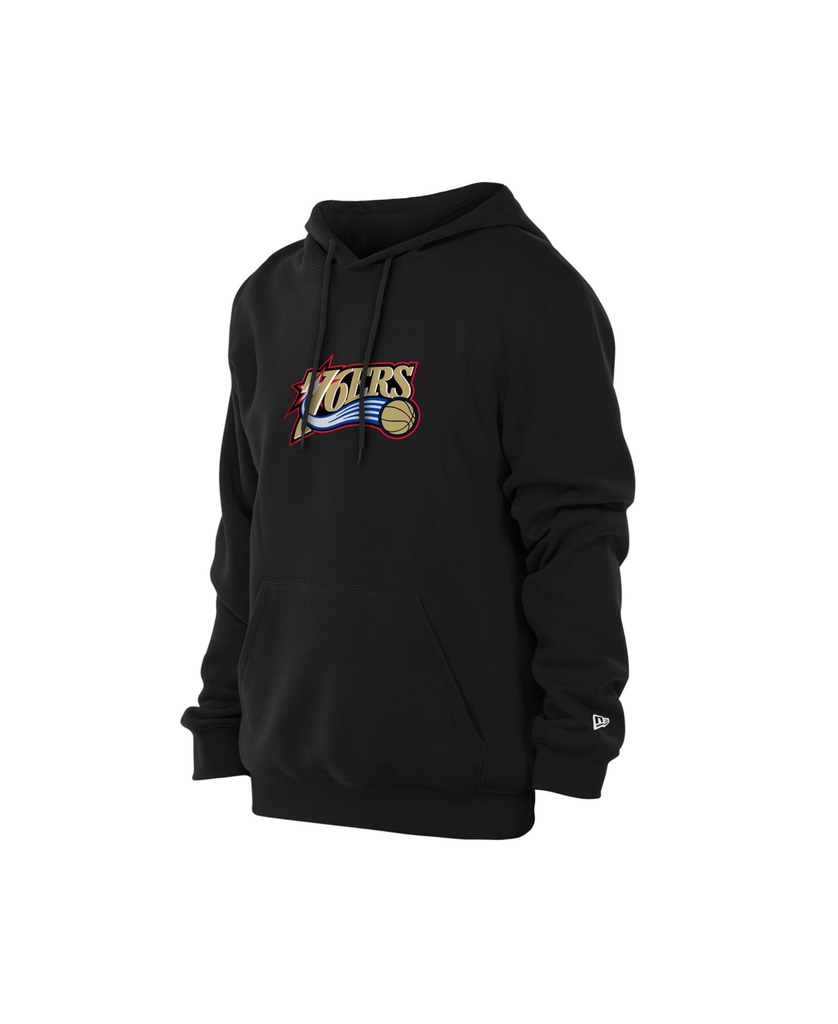 Men's New Era Black Philadelphia 76ers Front Back Logo Hoodie - Black