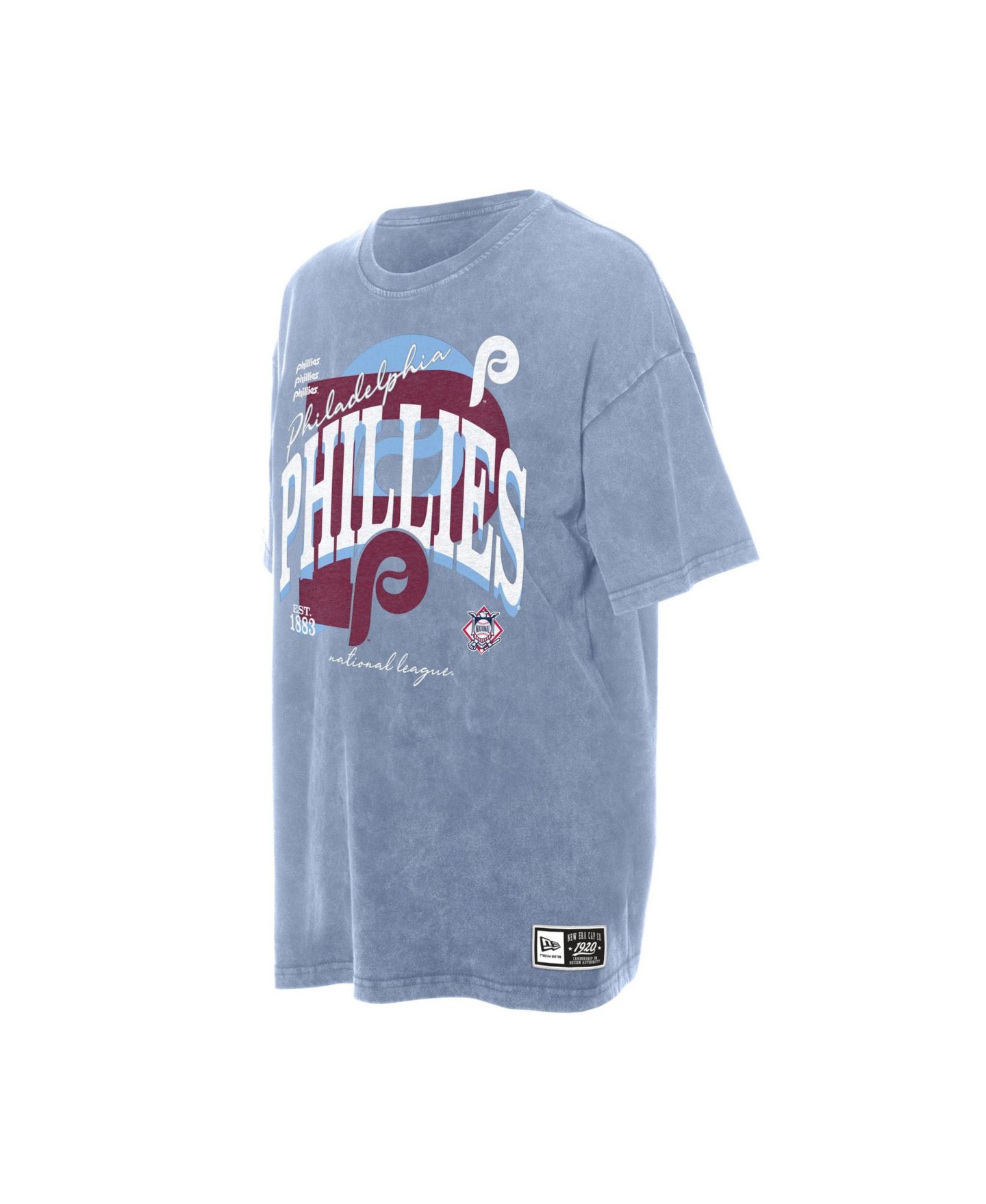 Женская футболка New Era Light Blue Philadelphia Phillies Throwback Mineral Wash Boyfriend — фото 1
