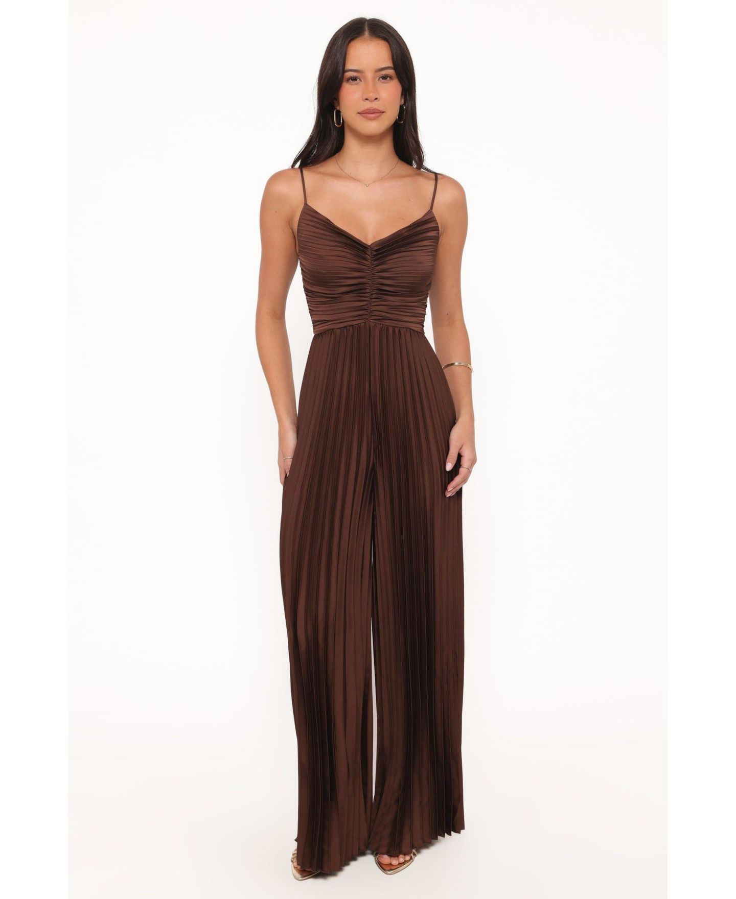 Женский комбинезон Petal and Pup Angelique Pleated Jumpsuit, цвет: Шоколадный коричневый — фото 4