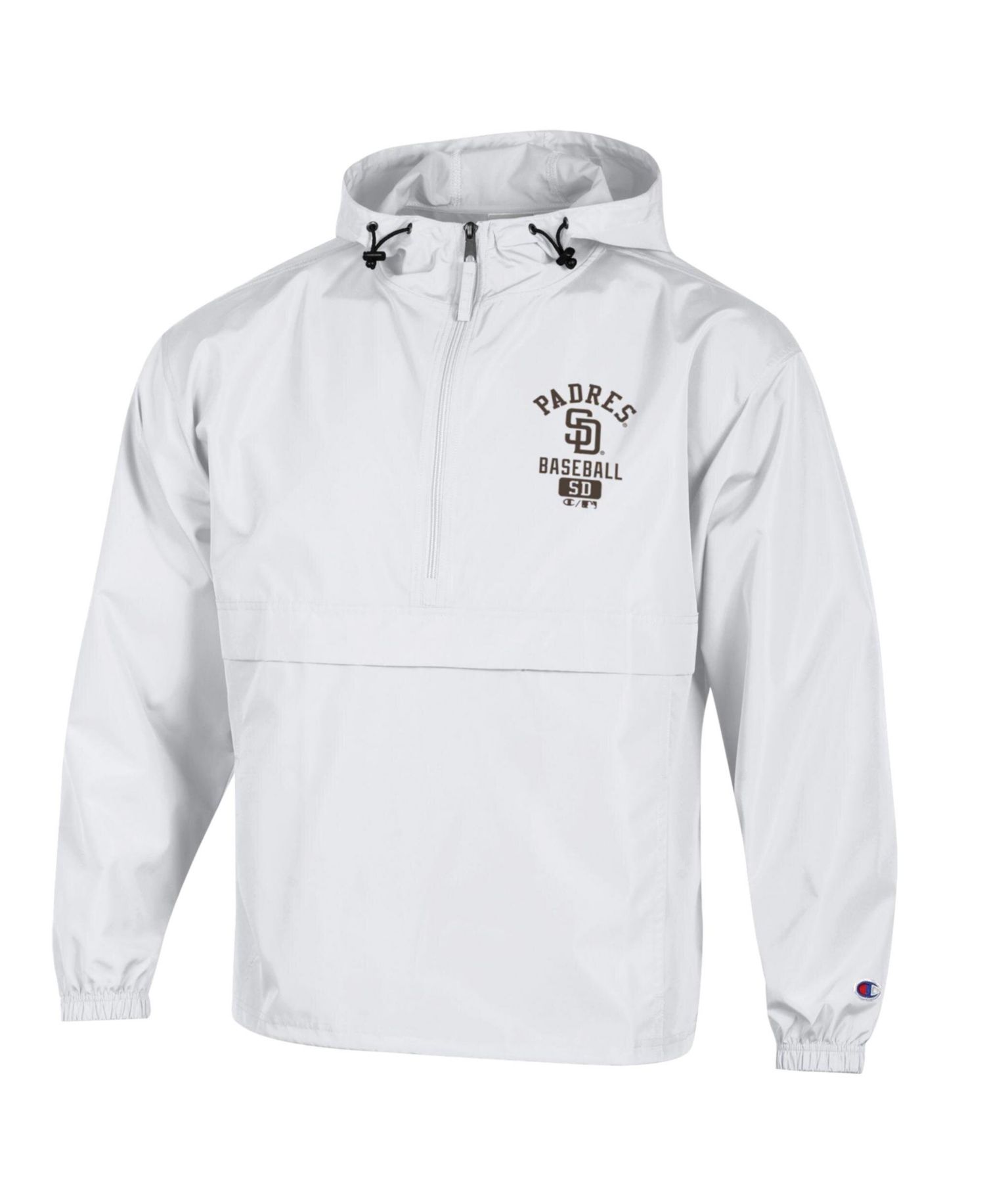 Men's White San Diego Padres Packable Windbreaker Half-Zip Jacket