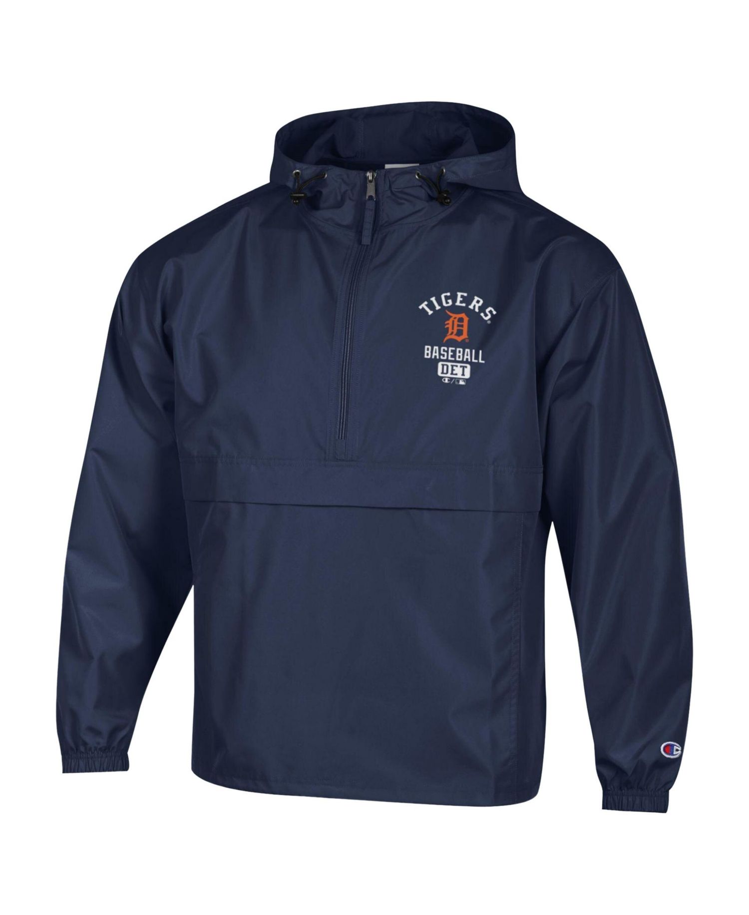 Men's Navy Detroit Tigers Packable Windbreaker Half-Zip Jacket