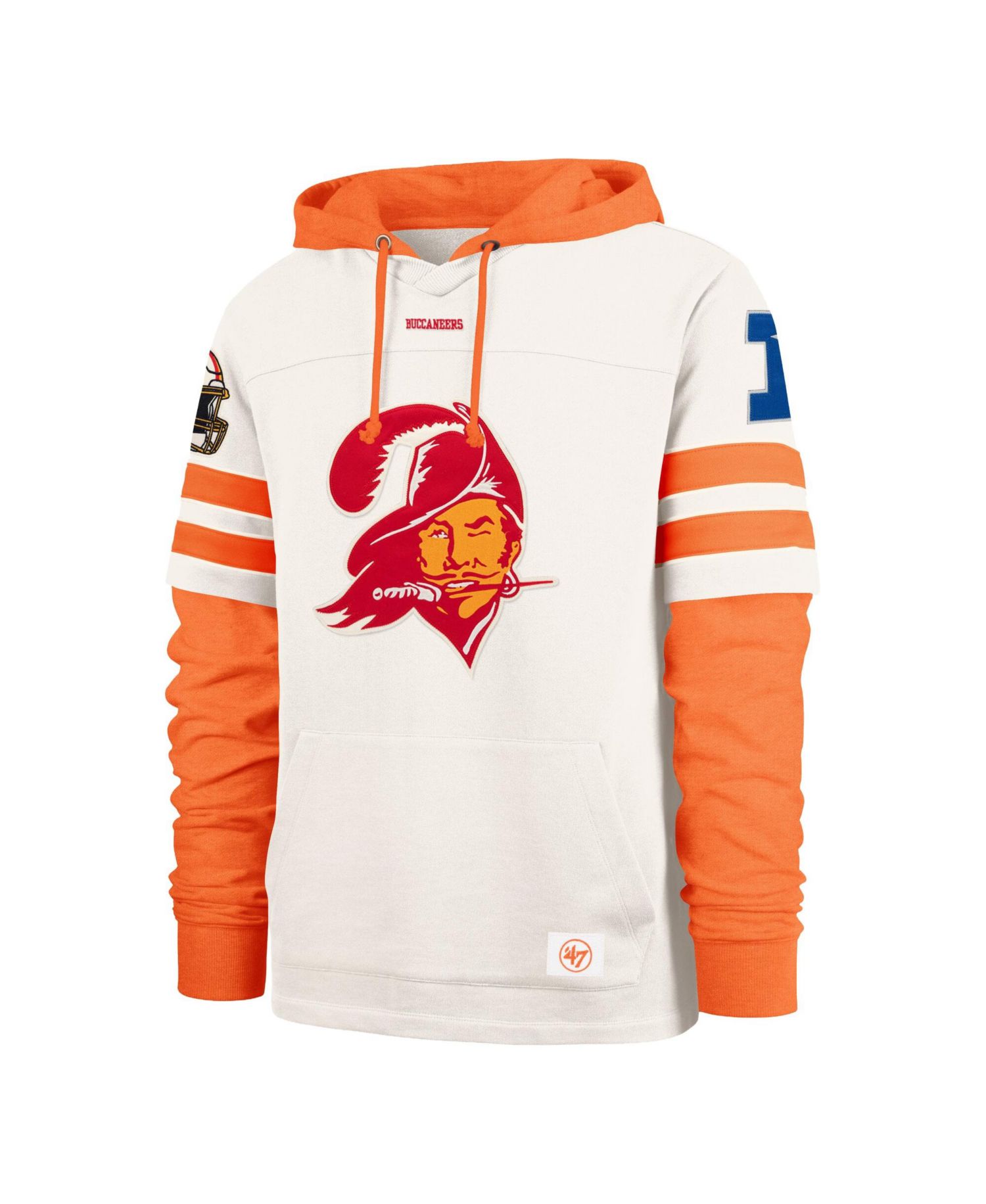 Men's '47 Cream Tampa Bay Buccaneers Split Zone Cornerback Duo Lacer Hoodie