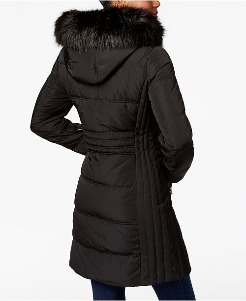 Calvin Klein Water-Resistant Faux-Fur-Trim Puffer Coat - Coats - Women ...