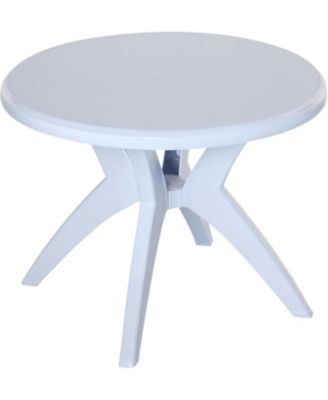 36.25" Dia Round Plastic Patio Table with Umbrella Hole, Outdoor Bistro Dining Table, for Bar, Garden, Backyard, Poolside, Yard