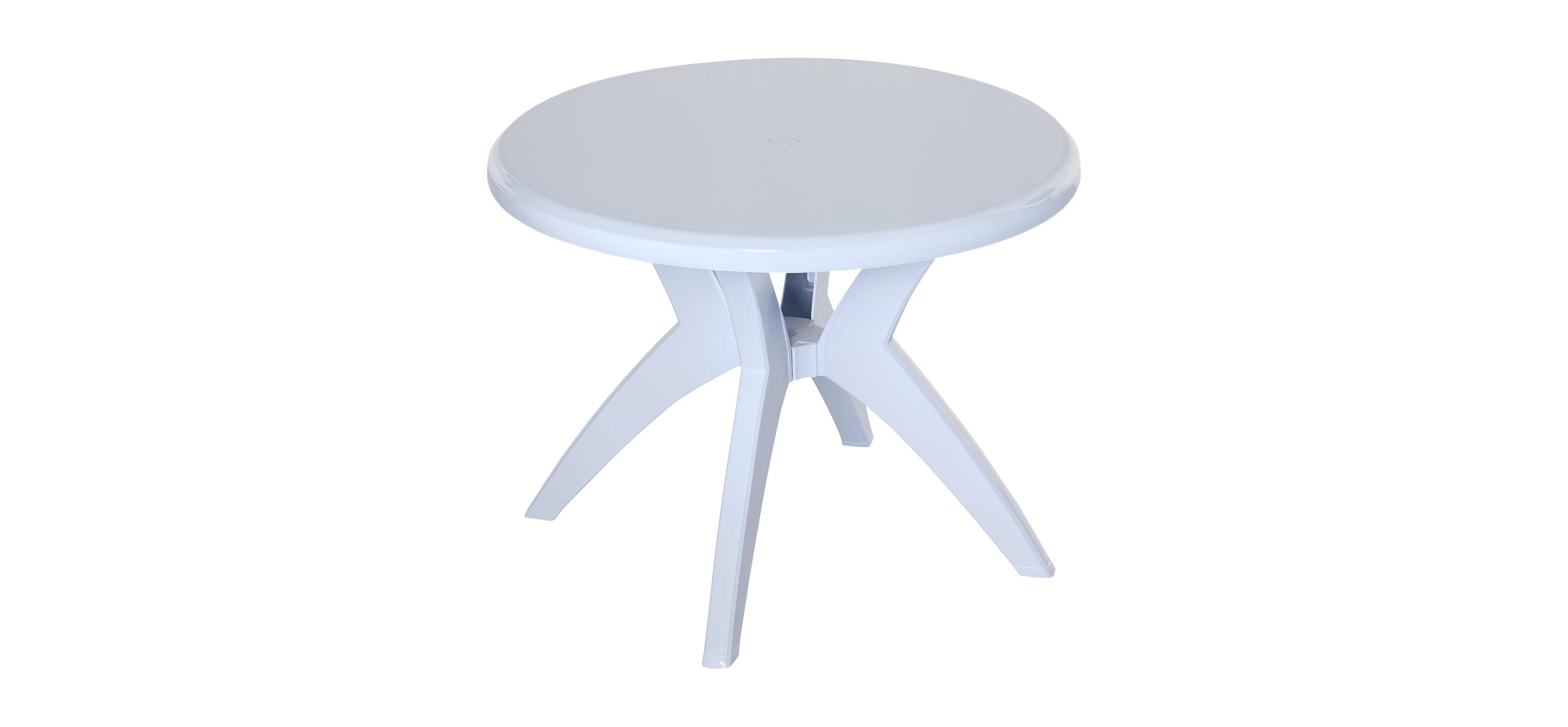 Cushry 36.25" Dia Round Plastic Patio Table with Umbrella Hole, Outdoor Bistro Dining Table, for Bar, Garden, Backyard, Poolside, Yard