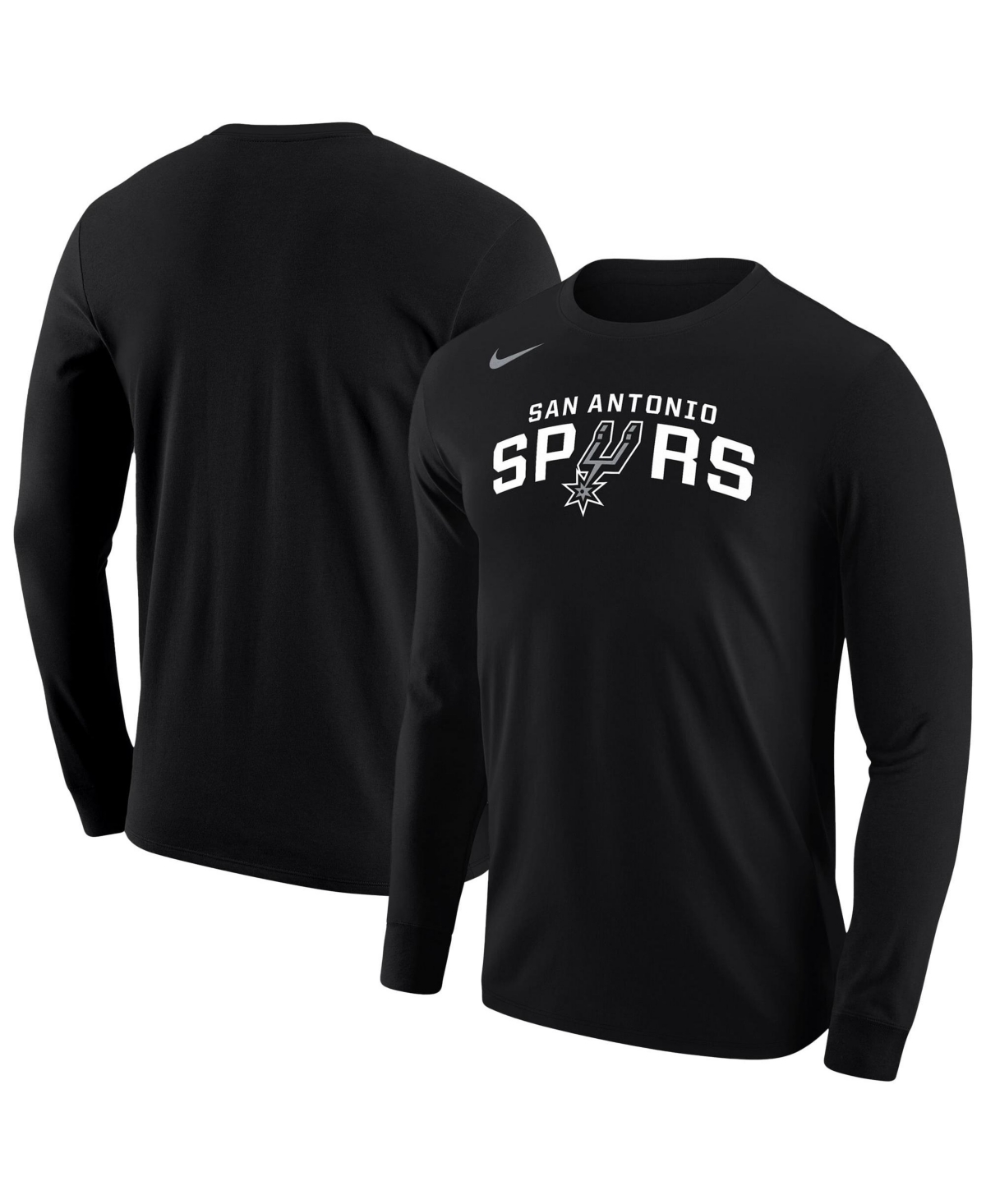 Nike Men's Black San Antonio Spurs Logo Core Long- Sleeves T-Shirt - Black