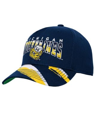 Big Boys and Girls Navy Michigan Wolverines Mascot Streaks Pro Crown Adjustable Hat